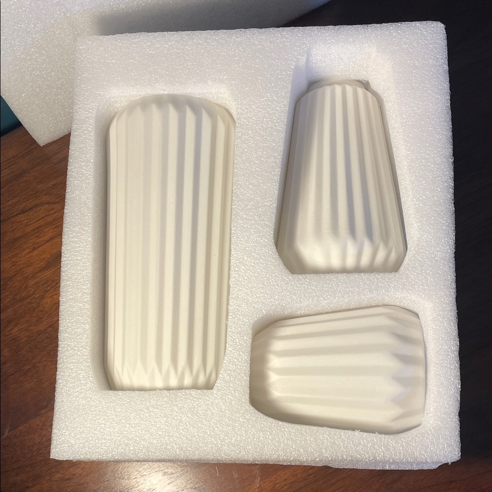 Elegant White Ceramic Vase Set of 3